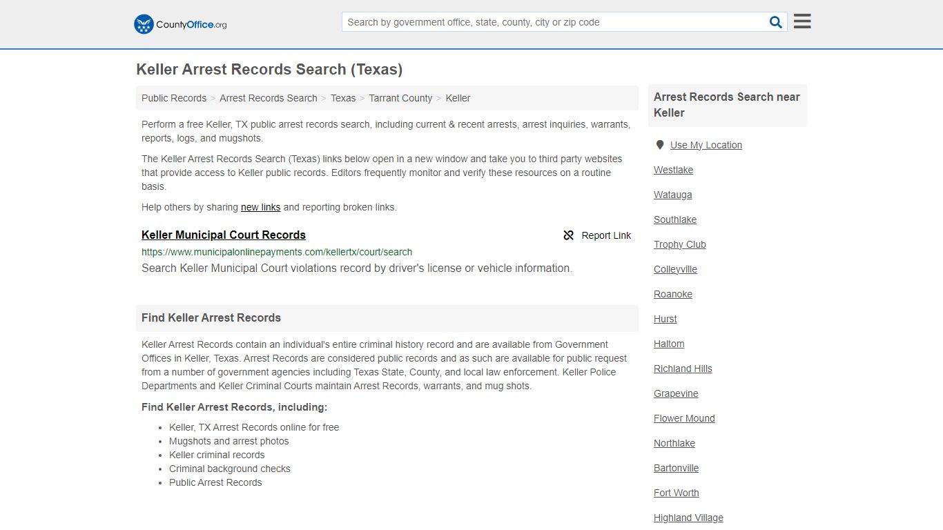 Arrest Records Search - Keller, TX (Arrests & Mugshots) - County Office