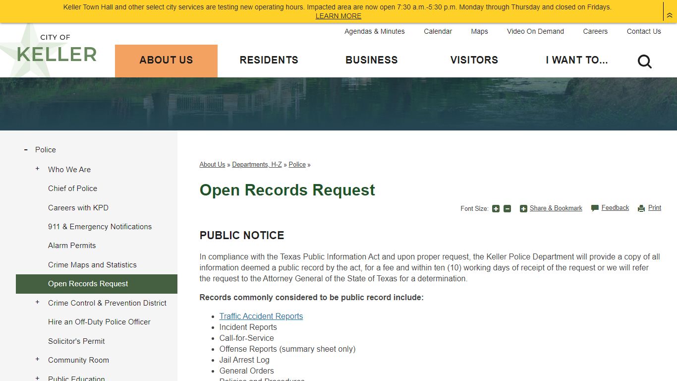 Open Records Request | City of Keller, TX